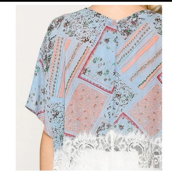 FLORAL LACE ACCENT MAXI  KIMONO - Picture 6 of 6